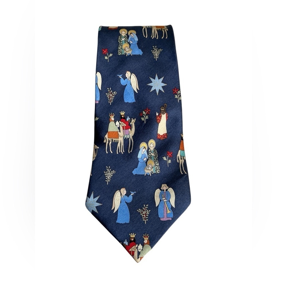 John Ashford Navy Tie with Angelic Motif
